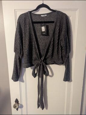 Rib-Knit Wrap Sweater